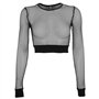 VisSec Femme avec Dentelle Tulle Manches Longues Moulant Haut Top Sexy Slim Elégant Noir Invisibles Rafraîchissantes Femme Sans 