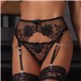 ROSVAY Femme Porte-Jarretelle Sexy Transparente avec 4 Pinces Réglables G-String Guêpière Dentelle Taille Haute Thong pour Bas L
