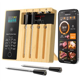 Thermomètre à viande sans fil à 4 sondes pour griller et fumer