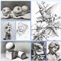 USHOP Ensemble de dessin de 70 pièces,Kit Crayon Dessin avec,Kit Dessin Professionnel,avec cahier de croquis à 3 couleurs,crayon