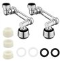 ZIOYA 2 pièces Aérateur de Robinet Rotatif à 1080° Mousseur Robinet Cuisine Extension Filtre Embout Robinet 2 Modes Adaptateur P