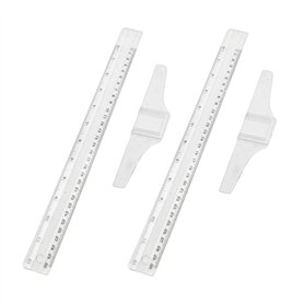 Lot de 2 règles métriques en forme de T double face 30 cm - Règle en T graduée transparente pour encadrement artistique