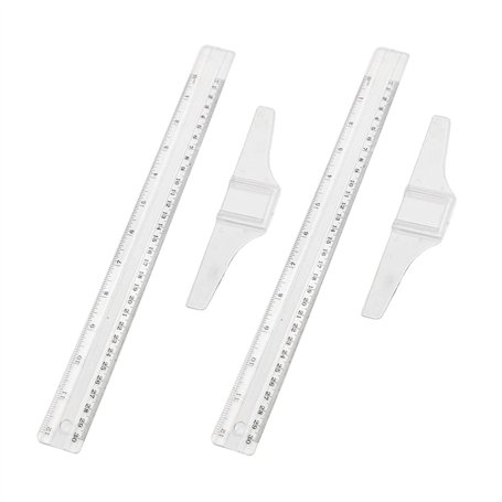 Lot de 2 règles métriques en forme de T double face 30 cm - Règle en T graduée transparente pour encadrement artistique
