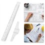 Lot de 2 règles métriques en forme de T double face 30 cm - Règle en T graduée transparente pour encadrement artistique
