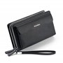 Balidiya Sac à main en cuir pour homme avec porte-cartes et 2 fermetures éclair - Noir - 02 - Portefeuille de voyage