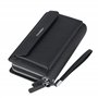 Balidiya Sac à main en cuir pour homme avec porte-cartes et 2 fermetures éclair - Noir - 02 - Portefeuille de voyage, Noir-02, P