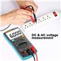 Multimètre numérique 6000 points LCD True-RMS - Voltmètre - Testeur de tension pour voltage, courant, résistance, fréquence, cap