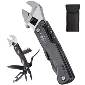 Clé à Molette Clé à Bout Ouvert Multifonction Outil à Main Cadeaux pour Hommes Papa 11 en 1 Outil d'Urgence avec Pince Couteau S