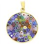 Glass Of Venice Collier Pendentif Millefiori en Verre de Murano Multicolore dans Un Cadre en Argent Sterling plaqué Or 7/8 Pouce