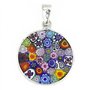 Glass Of Venice Petit Collier Pendentif millefiori en Verre de Murano Rond Multicolore dans Un Cadre en Argent Sterling pour Fem