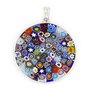 Grand Pendentif Millefiori Multicolore dans Un Cadre argenté 32 mm