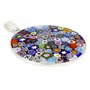 Grand Pendentif Millefiori Multicolore dans Un Cadre argenté 32 mm