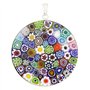 Verre de Venise Murano Verre Millefiori Pendentif Collier Multicolore dans Cadre Argenté 1-1/2 Pouce pour Femme Fait à la Main à