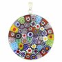Verre de Venise Murano Verre Millefiori Pendentif Collier Multicolore dans Cadre Argenté 1-1/2 Pouce pour Femme Fait à la Main à