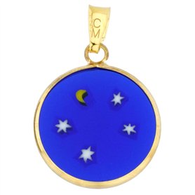 Glass Of Venice Petit Pendentif Millefiori Nuit étoilée dans Un Cadre plaqué Or 18 mm