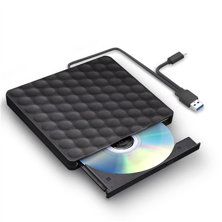 XIAOXIN Lecteur CD/DVD Externe USB 3.0 et Type C Portable DVD-RW Graveur CD