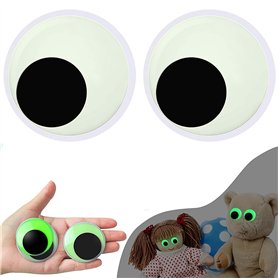 YouXiaor Grand Yeux Mobiles Autocollants Adhésifs en Plastique Yeux Mobiles Ronds Noirs Loisirs Créatifs Lumineux Dans la Nuit A