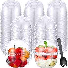 MIVIDE Lot de 100 Gobelets à Dessert avec Couvercle et Cuillère 250 ml