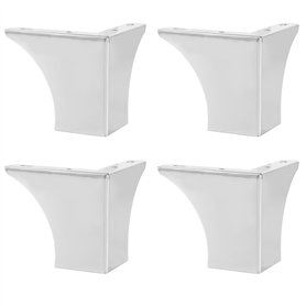 AKOLAFE Lot de 4 pieds de meubles en métal - 10 cm - Argenté - Charge lourde : 600 kg - Pieds de canapé avec vis en acier inoxyd
