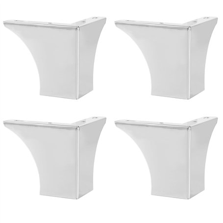 AKOLAFE Lot de 4 pieds de meubles en métal - 10 cm - Argenté - Charge lourde : 600 kg - Pieds de canapé avec vis en acier inoxyd