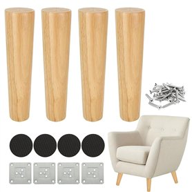 MIVIDE Lot de 4 Pieds de Canapé Bois Massif de 20 CM