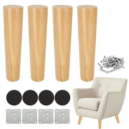 MIVIDE Lot de 4 Pieds de Canapé Bois Massif de 20 CM