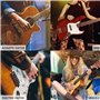 SYEYCW Noir Sangle de Guitare, Coton Tissée Sangle Guitare, avec 4 Médiators, 2 Verrous de Sangle en Caoutchouc et Adaptateur de