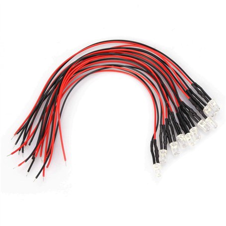 10Pcs 12v 5mm 20cm 0.06W Câble de Lumière de LED Diode Électroluminescente Filaire Multicolore (Blanc)