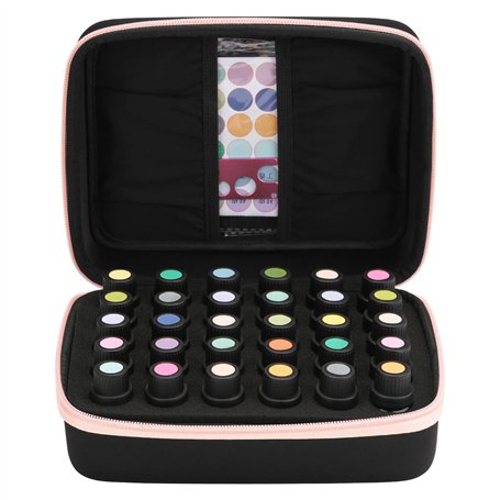 FTINATE 30 Trous Boîte Huile Essentielle Aromathérapie Sac de Rangement Trousses de Toilette Voyage Sac à cosmétiques avec inser