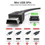 Bicmice Câble de charge USB compatible avec manette PS3 USB A 2.0 vers Mini-B USB 5 broches Câble de charge et de données pour m
