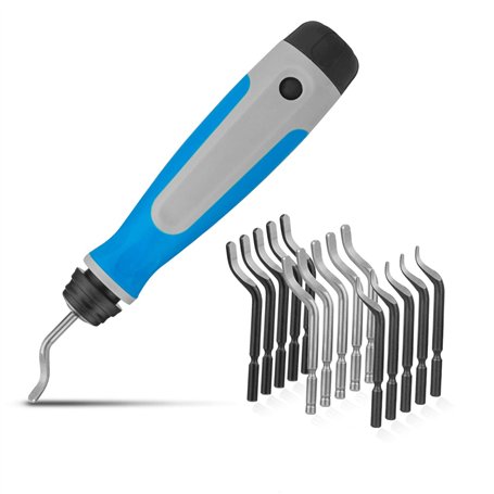 STARVAST Outil d’ébavurage avec Poignée Améliorée + 15 Pièces Lames Ensemble pour les Trous en Acier Aluminium Plastique Métal M