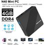 MINIS FORUM Mini PC sans Ventilateurr Celeron N4020 (jusqu'à 2,8 GHz) 4 Go DDR4 / 64 Go eMMC Mini Ordinateur Port HDMI et VGA 2,