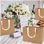 Lot de 8 sacs cadeaux en papier kraft épais marron avec poignées larges - Sacs de courses réutilisables pour fêtes d'anniversair