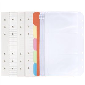 A6 Recharge Papier 6 Trous de Remplissage Insère du Papier Avec 5 Couleurs Intercalaire et pochettes de classeur pour Carnet