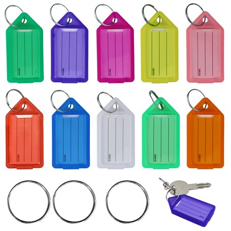 Lot de 30 porte-clés inscriptibles - Pour écrire - Avec étiquettes en papier vierges - Pour clés