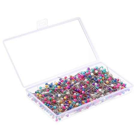 Épingles Couture 600 pièces Multicolores Epingle a Tete Ronde Epingle Couture Droites avec Tête de Perle en Plastique pour Tissu