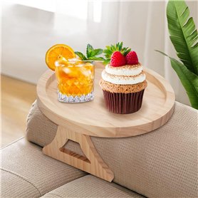 Yesaler Plateau de Canapé en Bois à Clipser Pliable Table D'appoint de Canapé Stable Plateau à Clipser pour Accoudoir de Canapé