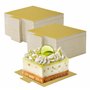 Yesaler Planches à Gâteaux à la Mousse Mini Supports à Gâteau Carré en Carton Doré Plateau de Desserts Assiettes en Papier à Bas