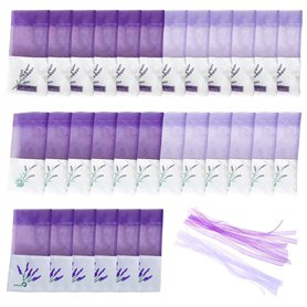 Lot de 30 sachets de Lavande avec 30 Rubans de Fils - Violette - Organisateur pour Petits Objets - Sacs parfumés - Sacs avec Cor