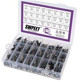 Swpeet Lot de 240 condensateurs électrolytiques de 24 types différents