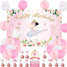 Sursurprise Décorations de fête d'anniversaire ballerine ballerine pour décoration de gâteau pour filles tutu fournitures de fêt