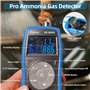 Détecteur Ammoniac Numérique avec Alarme, Kethvoz 0~100 PPM Moniteur de Gaz NH3 Mesure Humidité & Température, Detecteur Profess