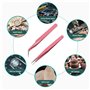 Pince à Cils, 2 Pcs Pince Extension Cils, Pince à épiler à Bouts Pointus Droit et Courbé Nipper, Pince a Epiler pour les Extensi