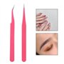 Pince à Cils, 2 Pcs Pince Extension Cils et 1 Brosse à Cils, Kit Pince Extension Cils, Pincettes à Épiler à Bouts Droit et Courb