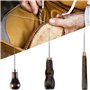 3 Pièces Alène en Cuir, Poinçon à PoignéE En Bois, Alènes Manche Bois, Poinçon Cuir Outil de Couture, Poinçon avec Manche en Boi
