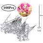 100 Épingle à Tete de Diamant Épingles Droites Pins Effacer Épingles Diamant pour Fleur Coutu