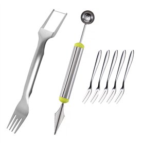Eniyou 2 Pcs Trancheuse De Pastèque à Fourchette Pastèque Fourchette Trancheuse Pastèque 2 En 1 Outil Multi-Usages Pour Trancheu
