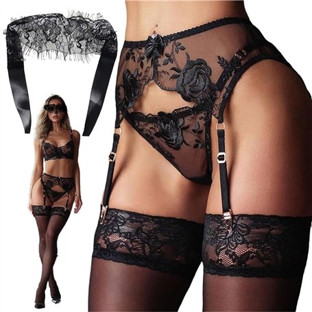 IJHYGD Porte Jarretelle Ensemble Porte Jartelle Femme Ensemble Porte Jarretelle Ensemble Jaretelles Femme Avec 4 Ajustable Brete