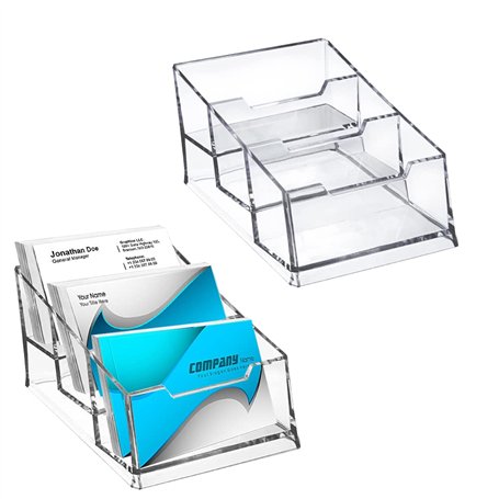 Sixfolo 2 Pièces Porte-Cartes de Visite en Acrylique Transparent Support Carte de Visite en Plastique Présentoir à Carte De Visi