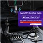 KETAKY Plus Cable iphone Spirale compatible Carplay [Certifié MFi] cable retractable iphone court avec synchronisation des donné